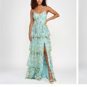 Macy’s Aqua Floral Maxi Dress